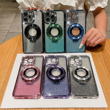 Glitter TPU Electroplating Magnetic Bracket Phone Case