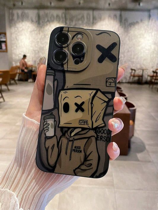 1pc Paper Doll Camera Wrap Black Soft Silicone Phone Case Compatible IPhone16/IPhone 16 pro max