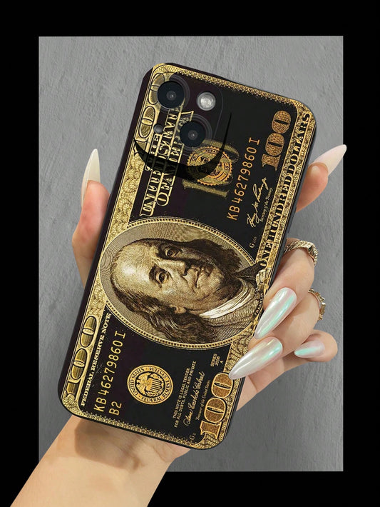 Fashionable Money Golden Design Pattern Liquid Silicone Mobile Phone Case Full-Body Protection Shockproof Anti-Fall iphone 16