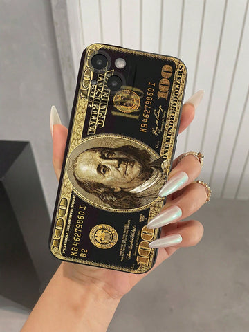 Fashionable Money Golden Design Pattern Liquid Silicone Mobile Phone Case Full-Body Protection Shockproof Anti-Fall iphone 16
