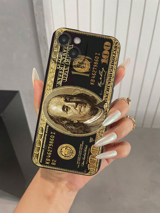 Fashionable Money Golden Design Pattern Liquid Silicone Mobile Phone Case Full-Body Protection Shockproof Anti-Fall iphone 16